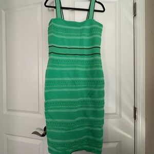 New York & Company Green Striped Midi Sheath Dress